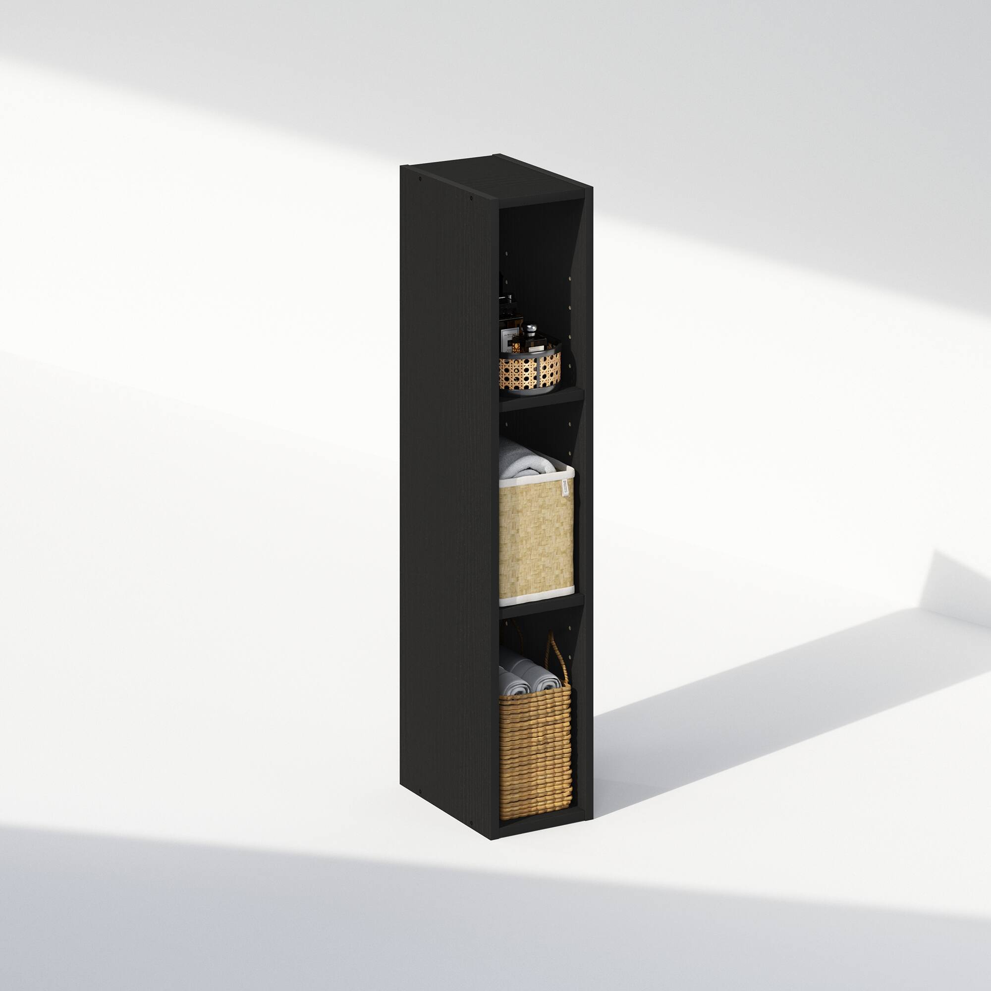 Alt View 3. Furinno - Reed 3-Tier Multipurpose Clothing & Closet Storage Organizer Shelf, 6-Inch Width - Blackwood.