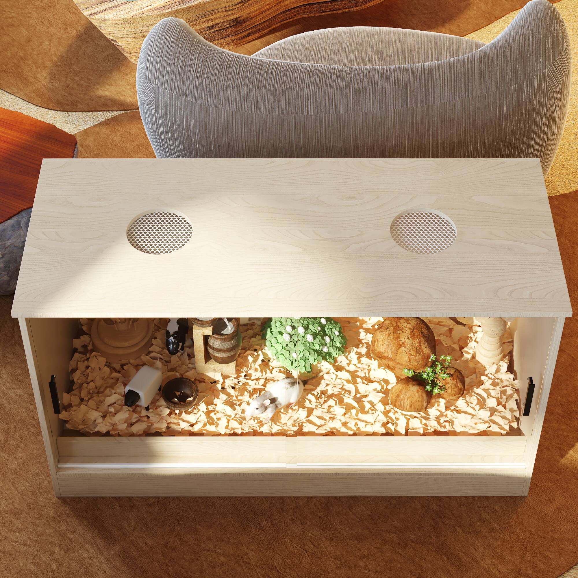 Alt View 6. Famapy - Small Pet Cabinet with Glass Doors, Multi-Functional Habitat for Reptiles, Hamsters & Rodents.
