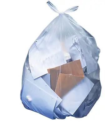 Front. Heritage Bag - 20-30 Gallon Industrial Trash Bag, 36" x 30", Low Density, 1.1 Mil - Clear.