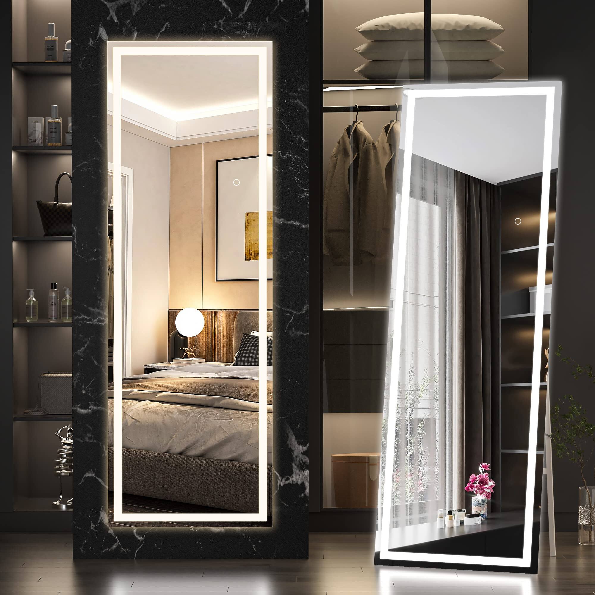 Alt View 5. Hirose Alice - Full Length Mirror With Lights 15 Floor Body Dressing Standing Hanging Mounted For Living Room Bedroom Cl....