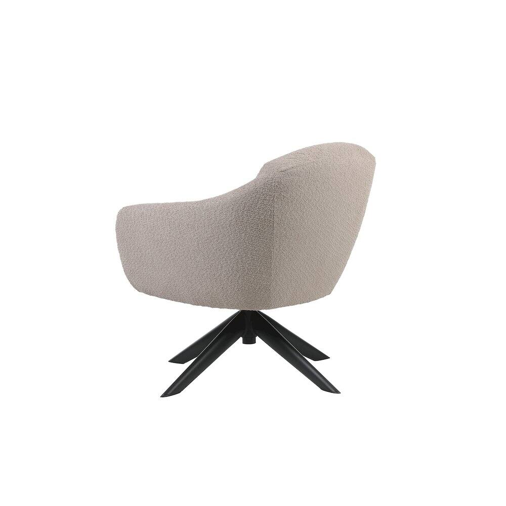 Alt View 4. New Classic Furniture - Fleming Metal and Fabric Swivel Lounge Chair in Taupe - Beige.
