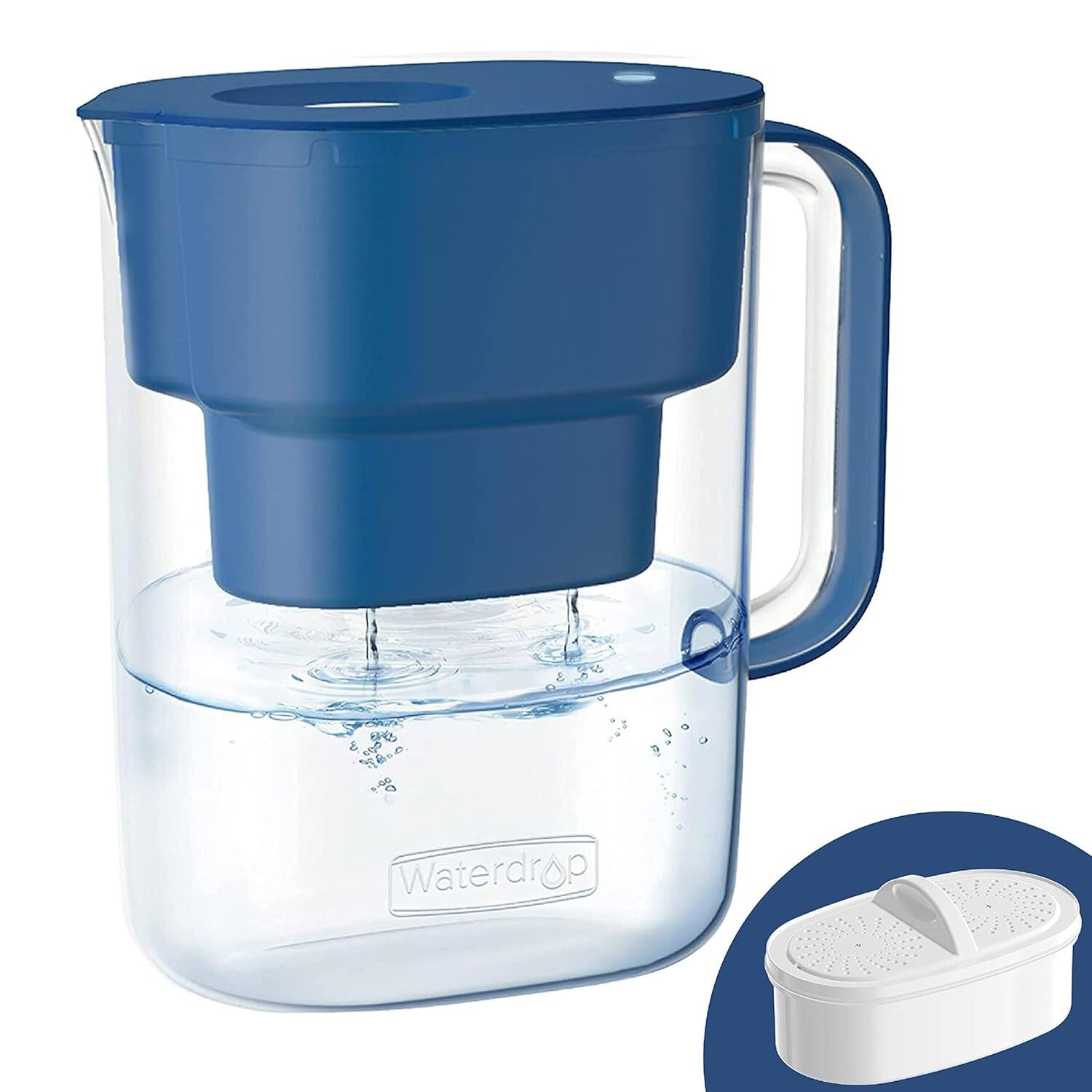 Waterdrop - WD-PT-07C Water Filter Pitcher with 1 Filter, 200-Gallon Long-Life - Blue