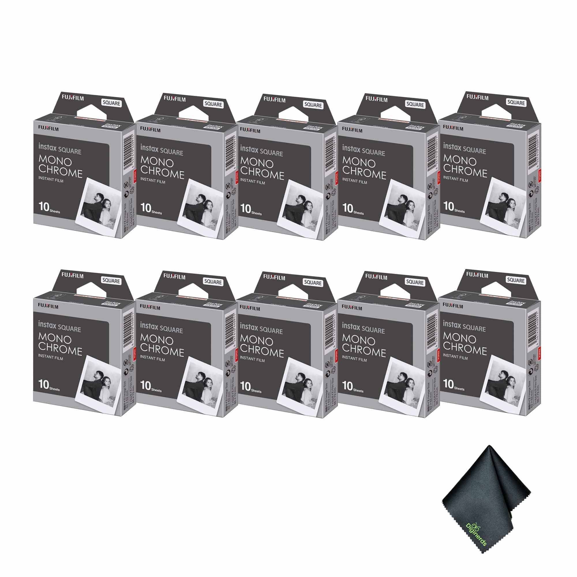 Fujifilm - 10xFUJIFILM INSTAX SQUARE Monochrome Instant Film (10 Exposures), Microfiber Cleaning Cloth, Bundle price history on PriceWatchPro