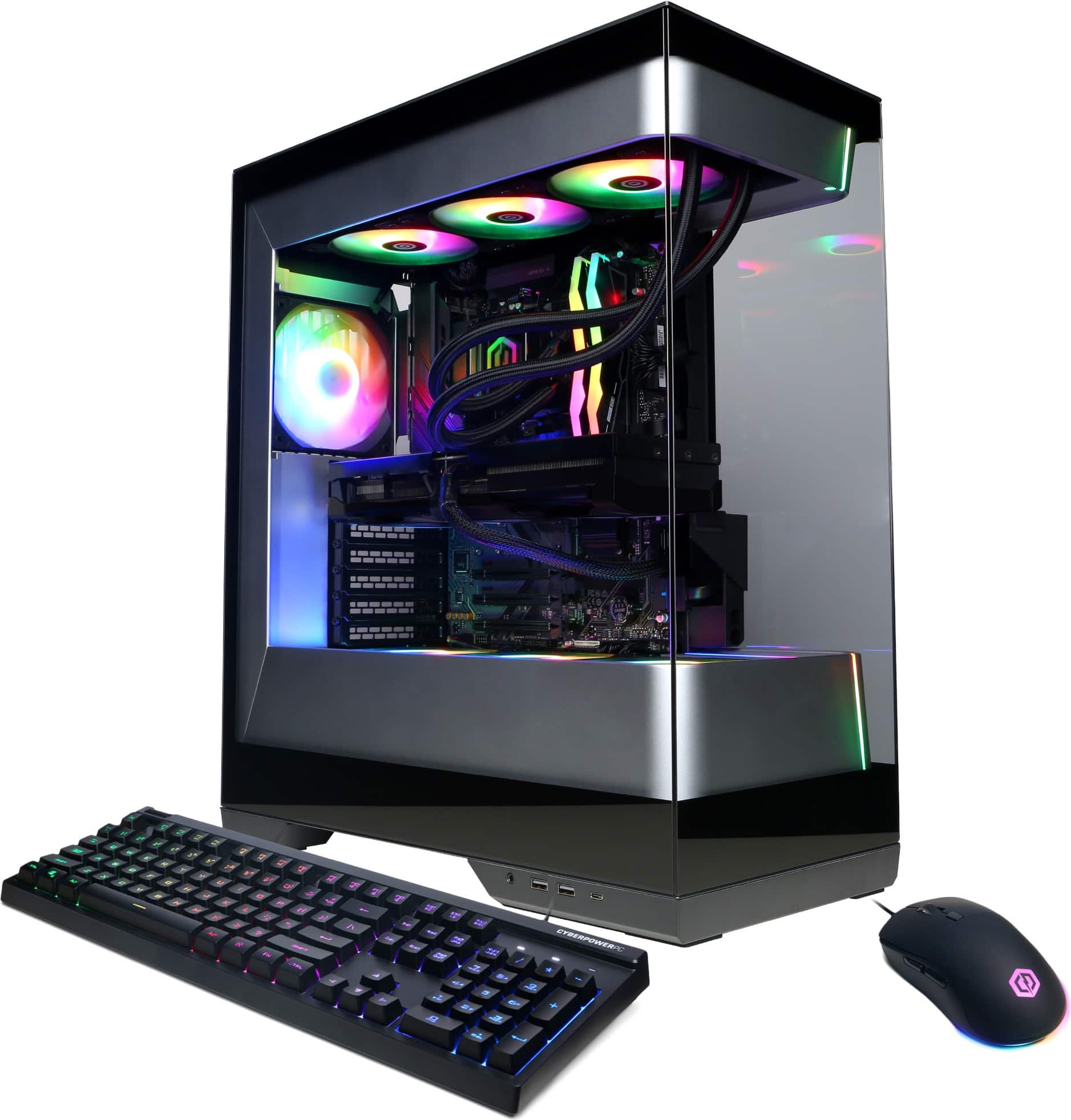 CyberPowerPC - Gaming Desktop - AMD Ryzen 9 9950X3D - NVIDIA GeForce RTX 5080 16GB - 64GB DDR5 - 4TB PCIe 4.0 SSD - Black - Front_Zoom
