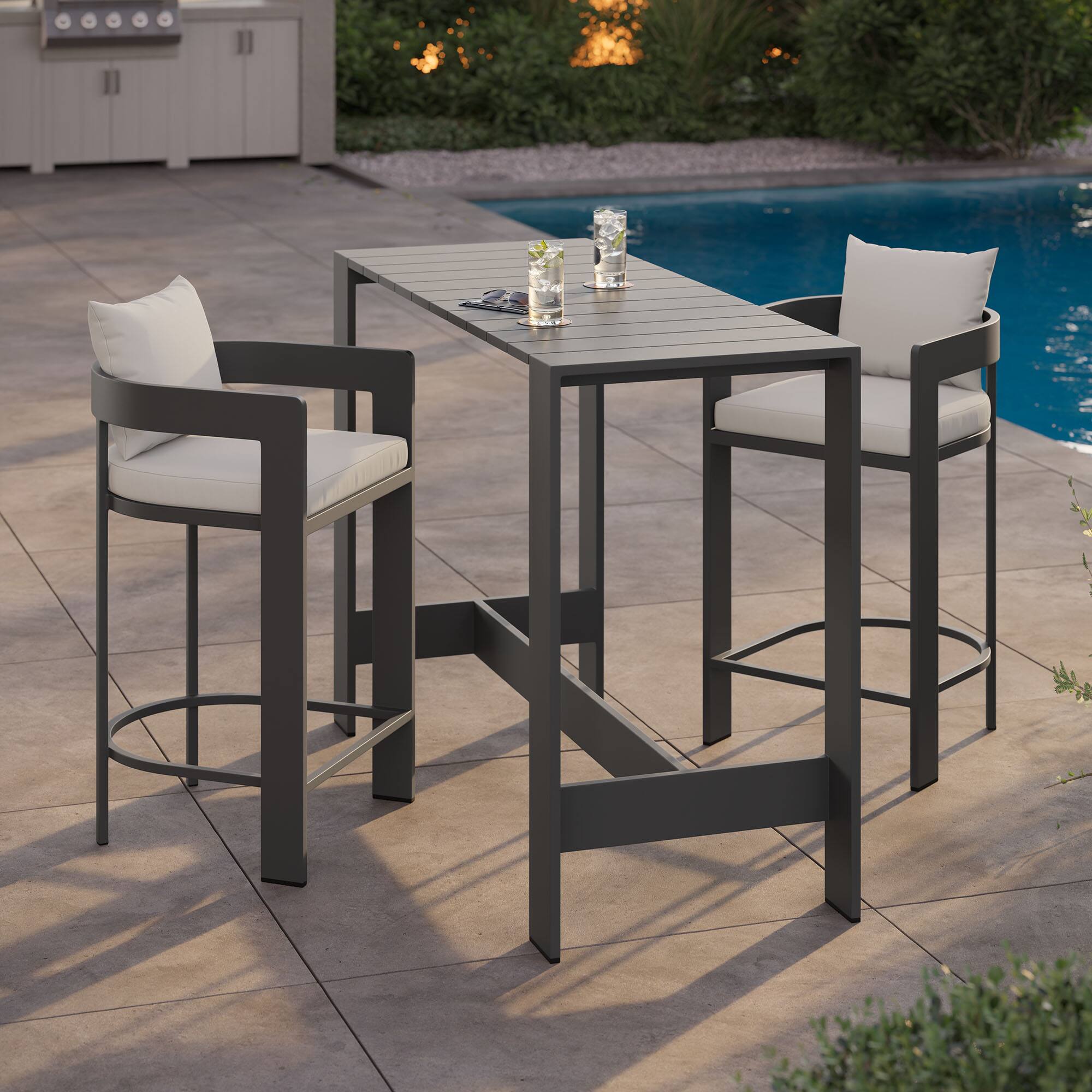 Alt View 2. Modway - Tahoe 3-Piece Outdoor Patio Aluminum Bar Set - White.