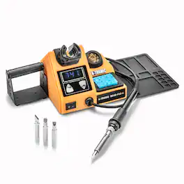 X-Tronic - 9040-PRO-X 200 Watt Heavy Gauge Soldering Iron Station & Accessories | Adjustable Sleep Timer, °C/°F Conversion - Yellow