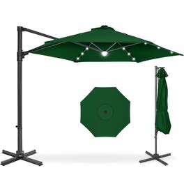 Best Choice Products - 10ft 360 Rotating Cantilever Offset Hanging Market Patio Umbrella w/ Solar Lights - Green