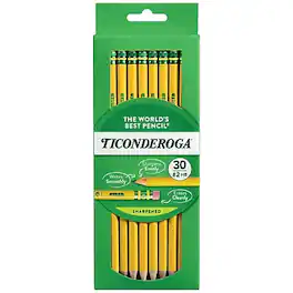 Ticonderoga - Pre-Sharpened Wooden Pencil, 2.2mm, #2 Soft Lead, 30/Pack - Yellow