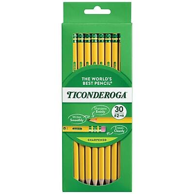 THE WORLD'S BEST PENCIL  
TICONDEROGA  

30 #2 HB  
SHARPENED  

Surprisingly Smooth  
Writes Smoothly  
Sharpens Evenly  
Erases Cleanly
