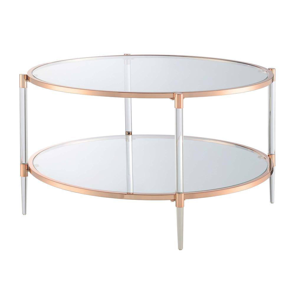 Convenience Concepts - Royal Crest 2 Tier Acrylic Glass Coffee Table - Rose Gold/Glass/Metallic