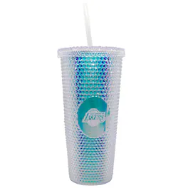Logo Brands - Los Angeles Lakers 24oz. Iridescent Studded Travel Tumbler with Straw - Multicolor