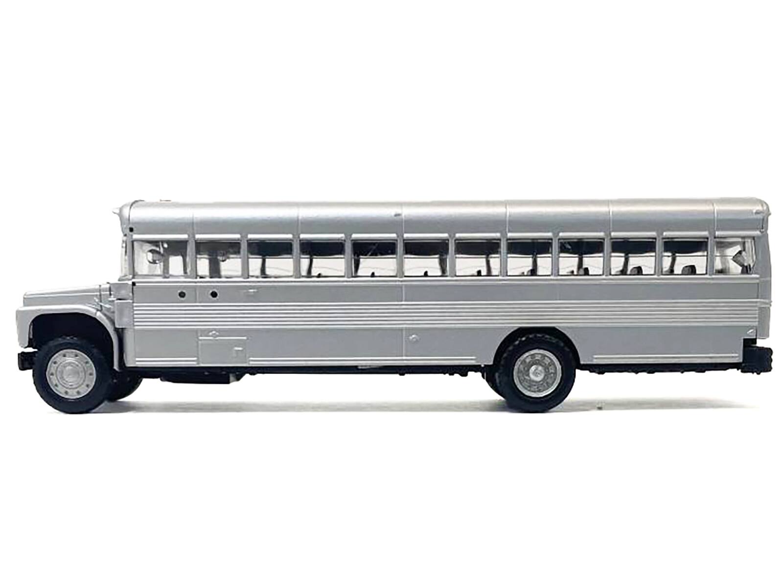 Angle. Promotex - School Bus Silver Metallic 1/87 (HO) Plastic Model by Promotex - Silver Metallic.