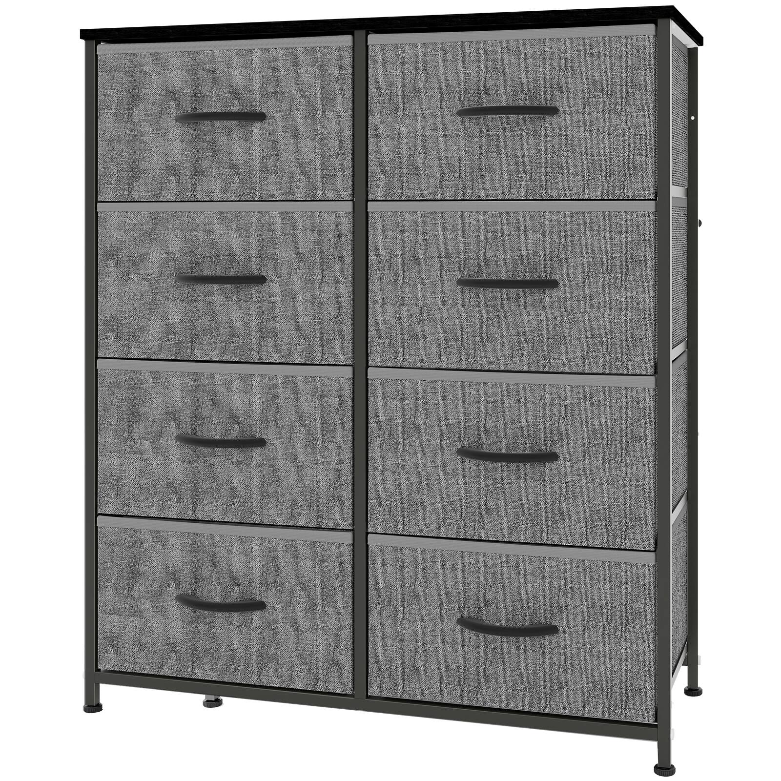 Front. AENKYO - 8 Drawer Dresser, Tall Chest Organizer Drawer Dresser, Closet Storage Drawers - Gray.