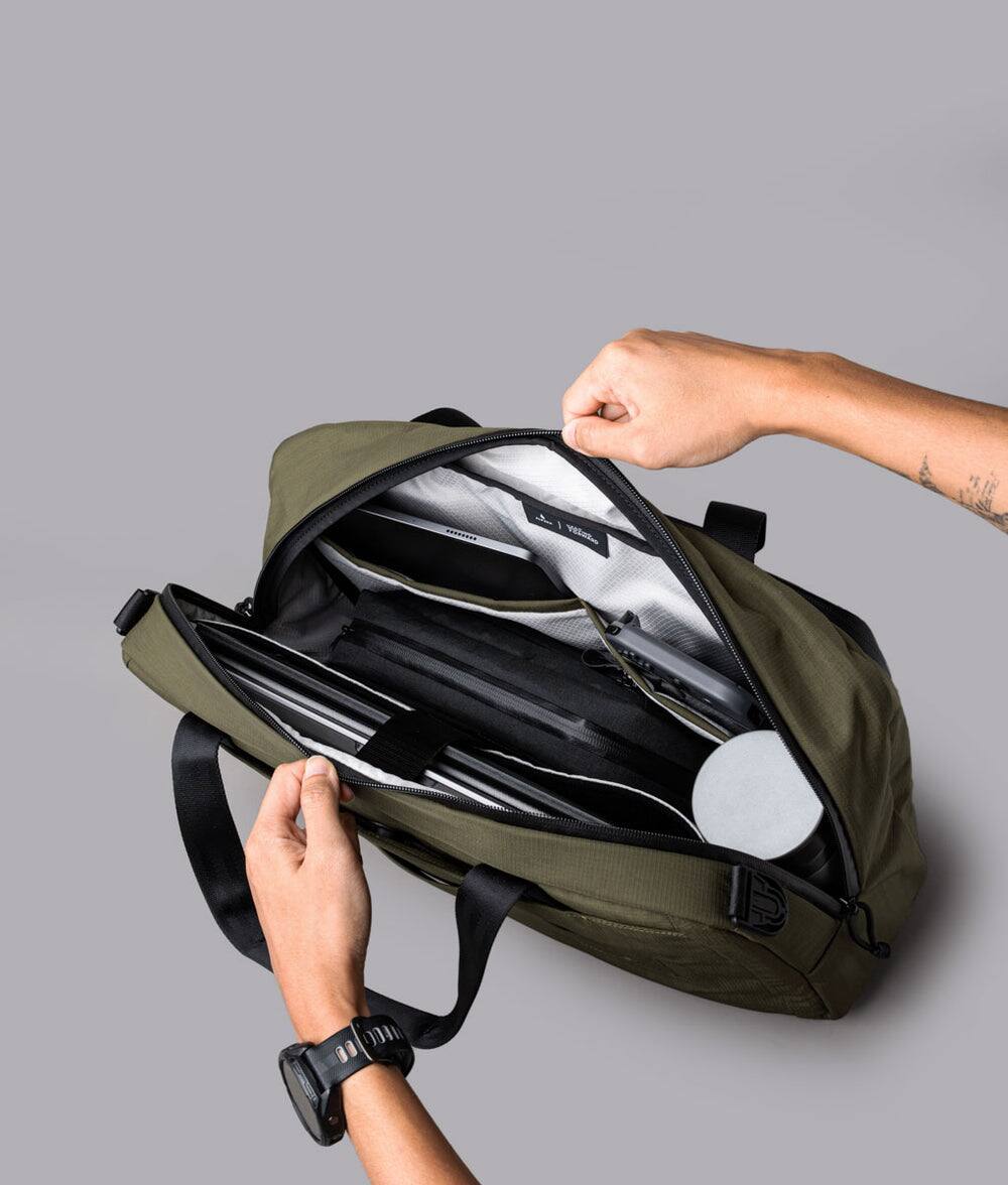 Alt View 6. ALPAKA - Bravo Brief 16 Inch Laptop Briefcase,Messenger Bag for Men and Women, Business Shoulder Bag for Work Travel - Green Axoflux 400D Ripstop Nylon.