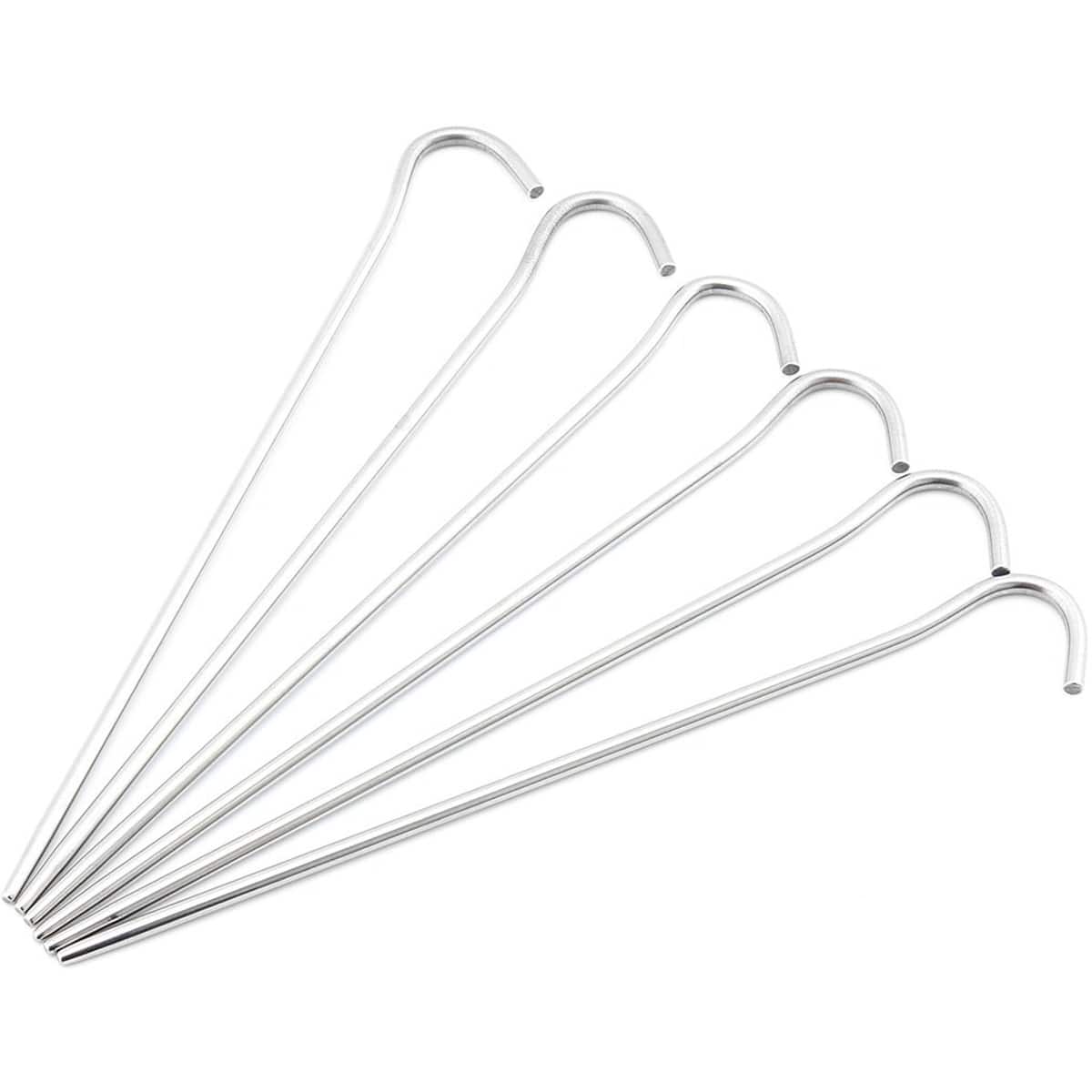 TOAKS - Titanium Lightweight Hook Peg PEG-04 - 6 Pack - Outdoor Camping - Silver