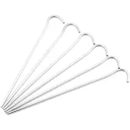 TOAKS - Titanium Lightweight Hook Peg PEG-04 - 6 Pack - Outdoor Camping - Silver