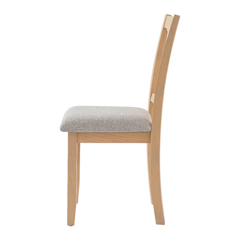 Alt View 4. Loheer - Loheer Dining Chairs Set of 2, Mid-Century Rubberwood Upholstered Chairs with High Backrest, Beige - Beige.