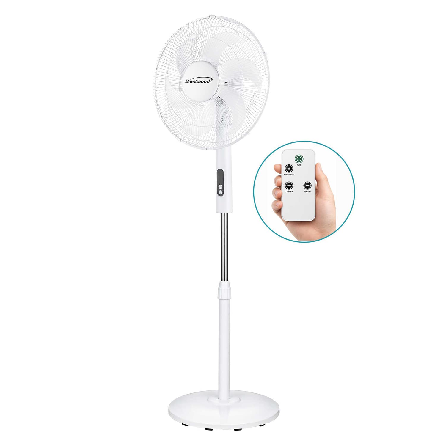 "Brentwood - 16"" Oscillating Stand Fan, 3 Speeds, 1160 CFM, 6 Blades, Tilting Head, 90° Oscillation, Timer, Remote - White" price history on PriceWatchPro