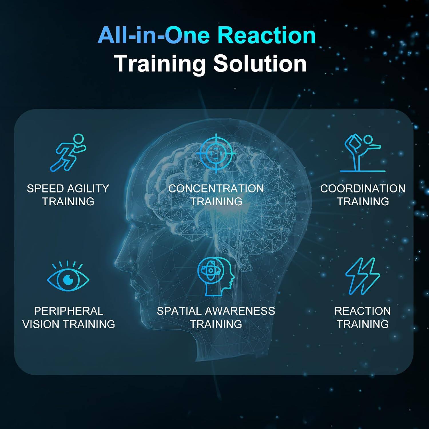 All-in-One Reaction Training Solution

- SPEED AGILITY TRAINING
- CONCENTRATION TRAINING
- COORDINATION TRAINING
- PERIPHERAL VISION TRAINING
- SPATIAL AWARENESS TRAINING
- REACTION TRAINING
