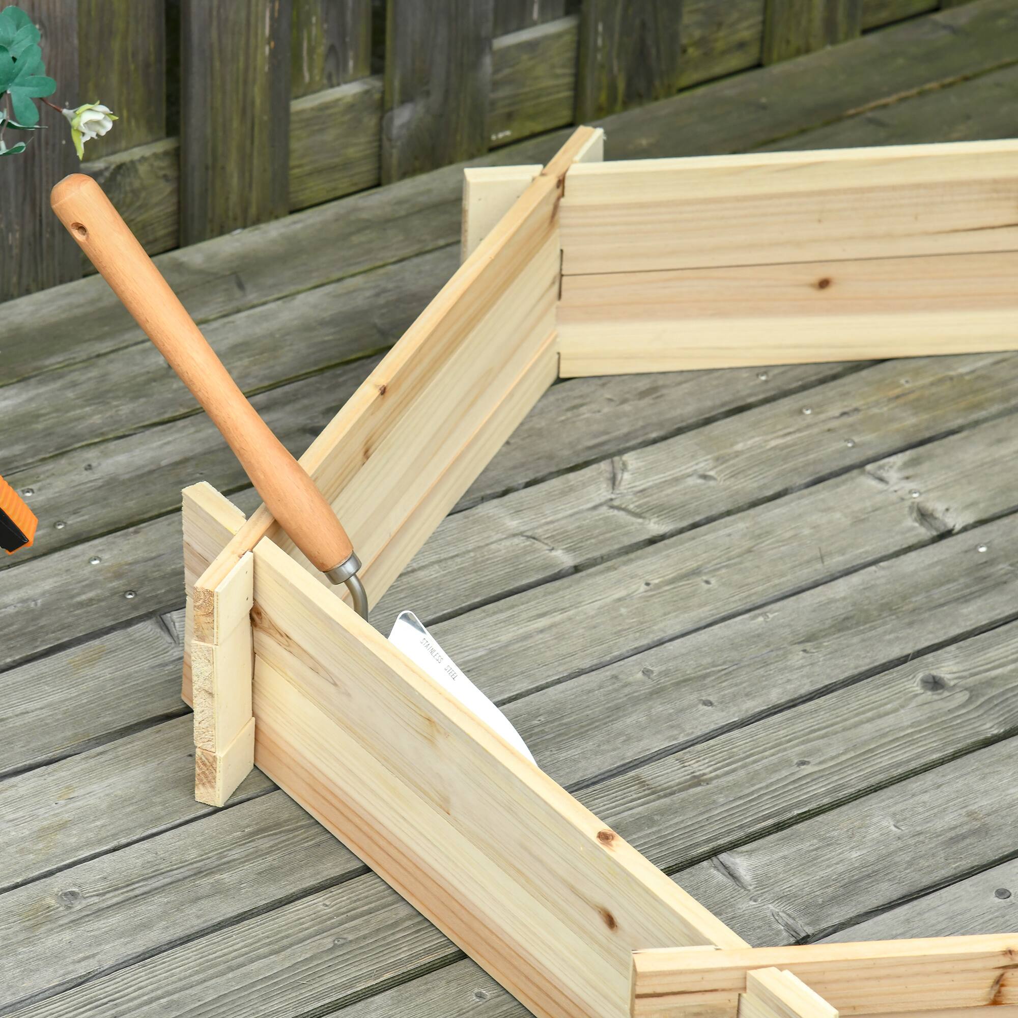 Alt View 7. Outsunny - Wooden Raised Garden Bed, Hexagon Screwless Outdoor Planter Box Plants, Vegetables, Flowers, Herbs - Natural wood finish.