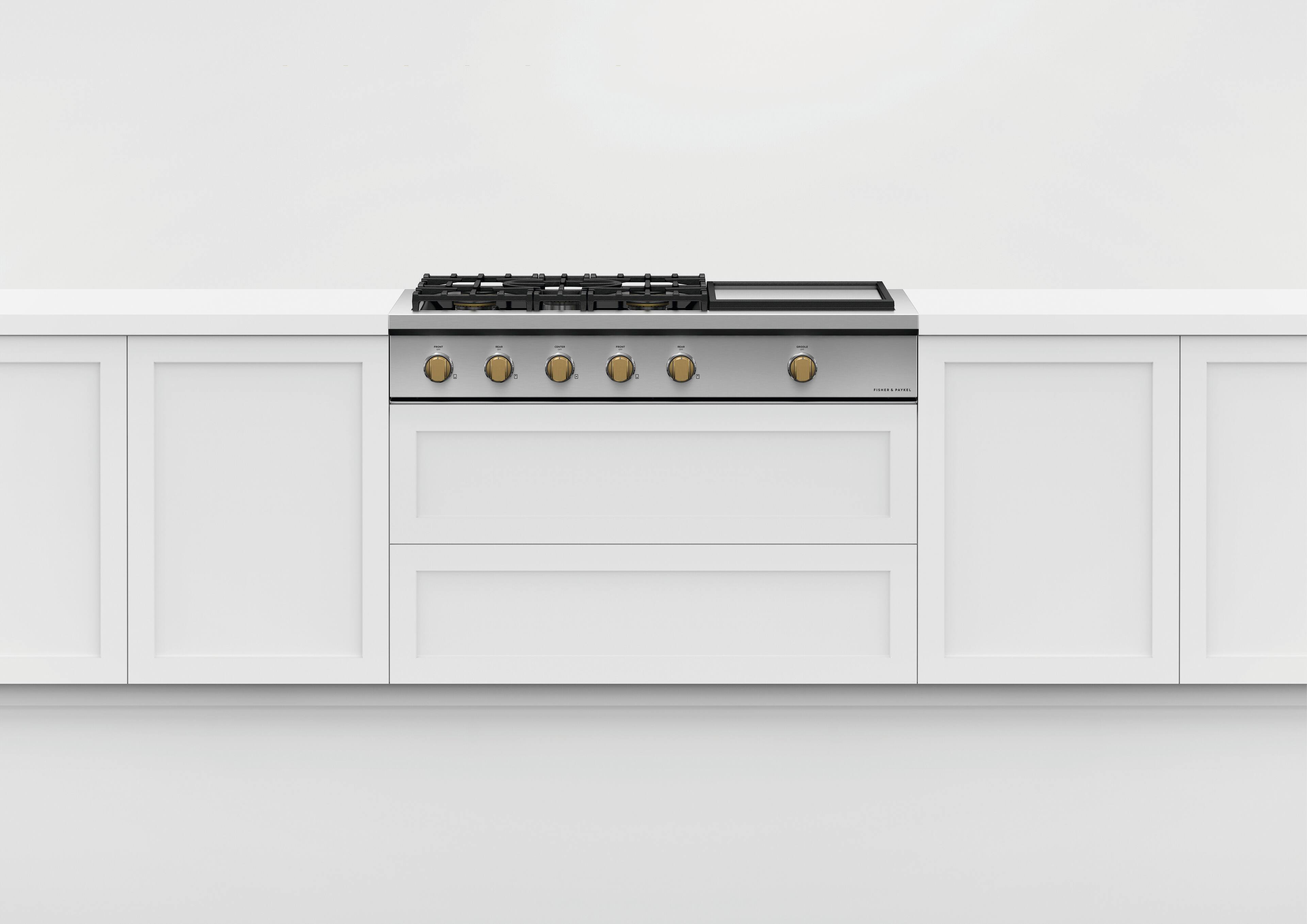 Alt View 15. Fisher & Paykel - Pro Rangetop Dial Kit, 48 in, 5 Burner - Brass.