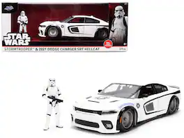 Jada - 2021 Dodge Charger SRT Hellcat Graphics Stormtrooper Figure Star Wars Franchise Hollywood Rides 1/24 - White