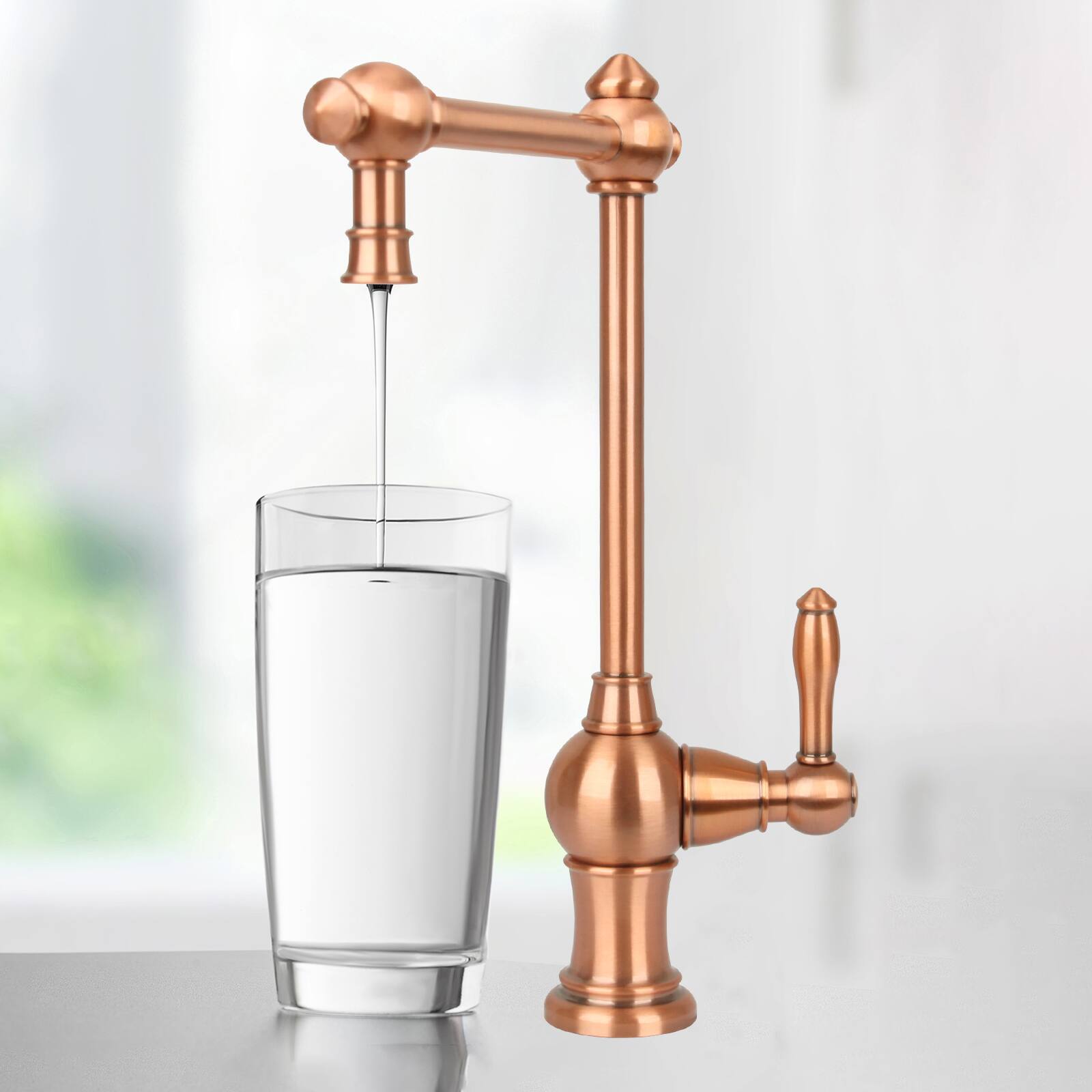 Alt View 3. Akicon - Akicon Solid Brass One-Handle 360° Swivel Kitchen Water Filter Faucet in Copper - Copper.