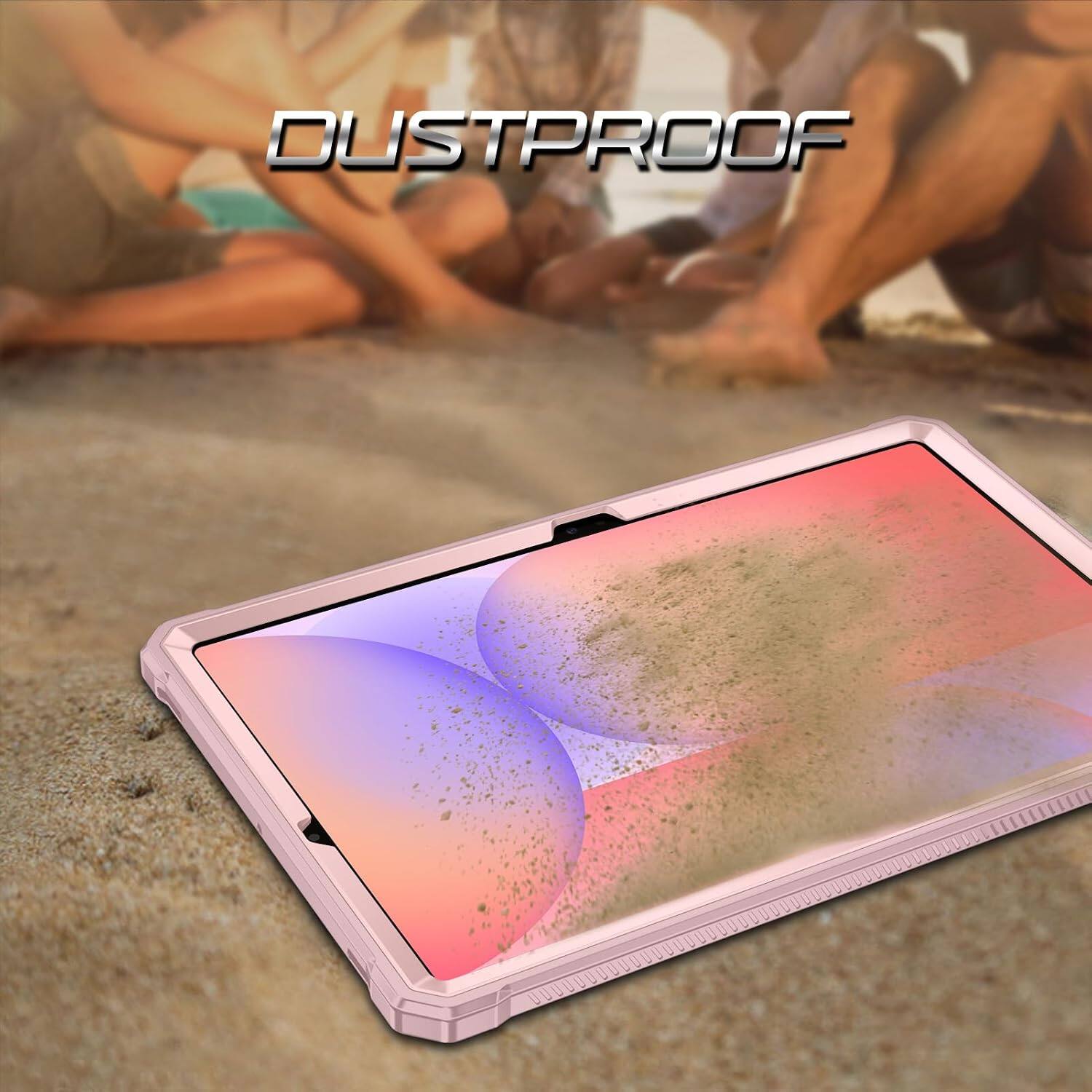 Alt View 5. Fintie - Shockproof Case for Samsung Galaxy Tab S10 Lite/S10 FE/S9 FE/S9, Tuatara Rugged Hybrid Cover, Built-in Screen Protector - Rose Gold.