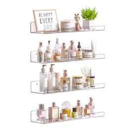 Dazzed Corner - Acrylic Shelves for Bathroom Storage, 15" Floating Shelves Wall Organizer, 4 Pack - Clear