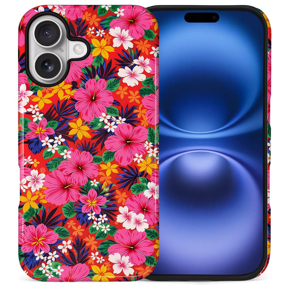 BUBM - Smartphone Case for iPhone - 2-Layer Durable Smartphone Protection Case - Hibiscus Pop - Hibiscus Pop for iPhone 16 Plus