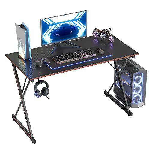 Front. Hirose Alice - Gaming Desk  Pc Computer  Home Office Table Gamer Workstation Simple Game  Professional gaming desk, design fo - Dark Black-47 inch.