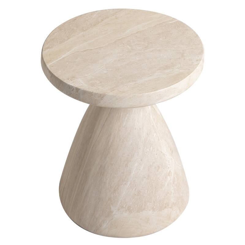 Alt View 2. LeisureMod - Dune 17" Round Fiberstone Side Table - Modern Indoor/Outdoor Weather Resistant Accent Table, No Assembly - Stone Marble.