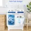 Twin Tub Design: 11 lbs for Washing Tub, 6.6 lbs for Spinning Tub. Underwear, T-shirt, Trouser, Bedding.