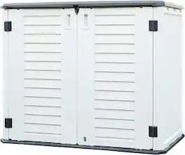 Yardgrace - 26 cu.ft. Waterproof Horizontal Storage Shed, Multi-Opening Deck Box for Bike, Garbage Cans Lawn Mower, for Garden Patio - White