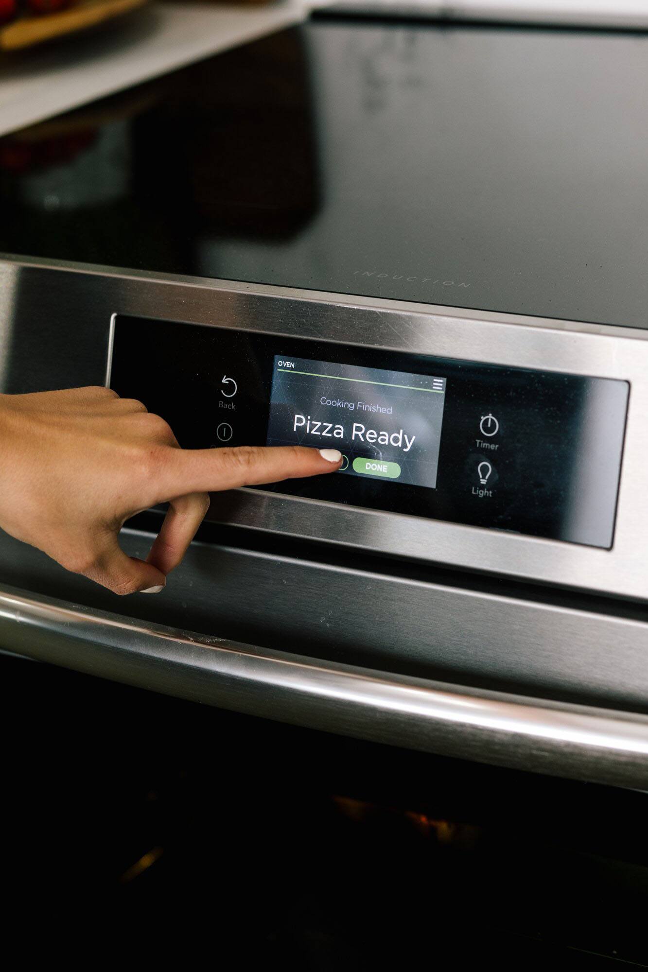 INDUCTION, OVEN, Cooking Finished, Pizza Ready, DONE, Timer, Light