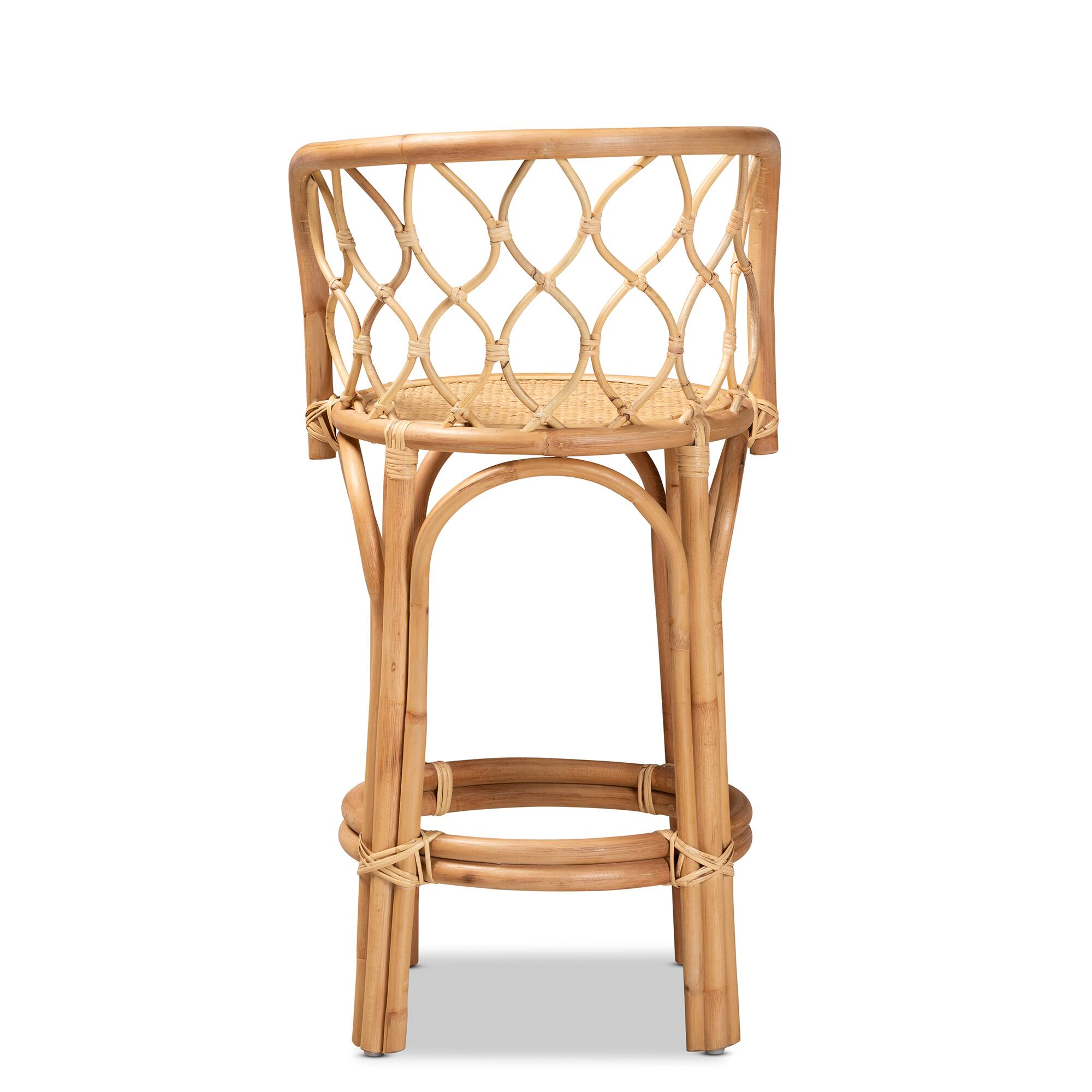 Back. bali & pari - Diana Modern and Contemporary Natural Finished Rattan Counter Stool - Natural.