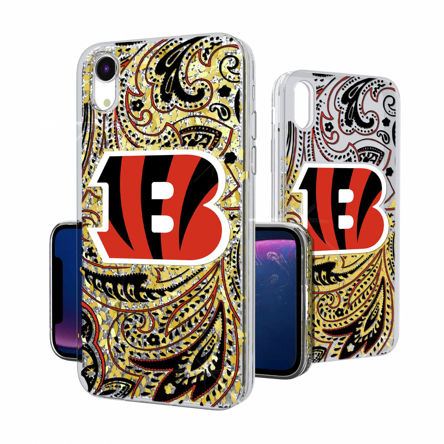 Keyscaper - NFL - Cincinnati Bengals iPhone Paisley Design Glitter Case - 15 Pro Max - Multicolor