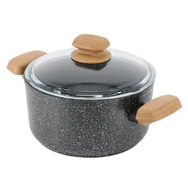 Korkmaz - Montana 2 Piece 3 Liter Aluminum Nonstick Casserole Dish with Lid and Faux Wood Handles - Black