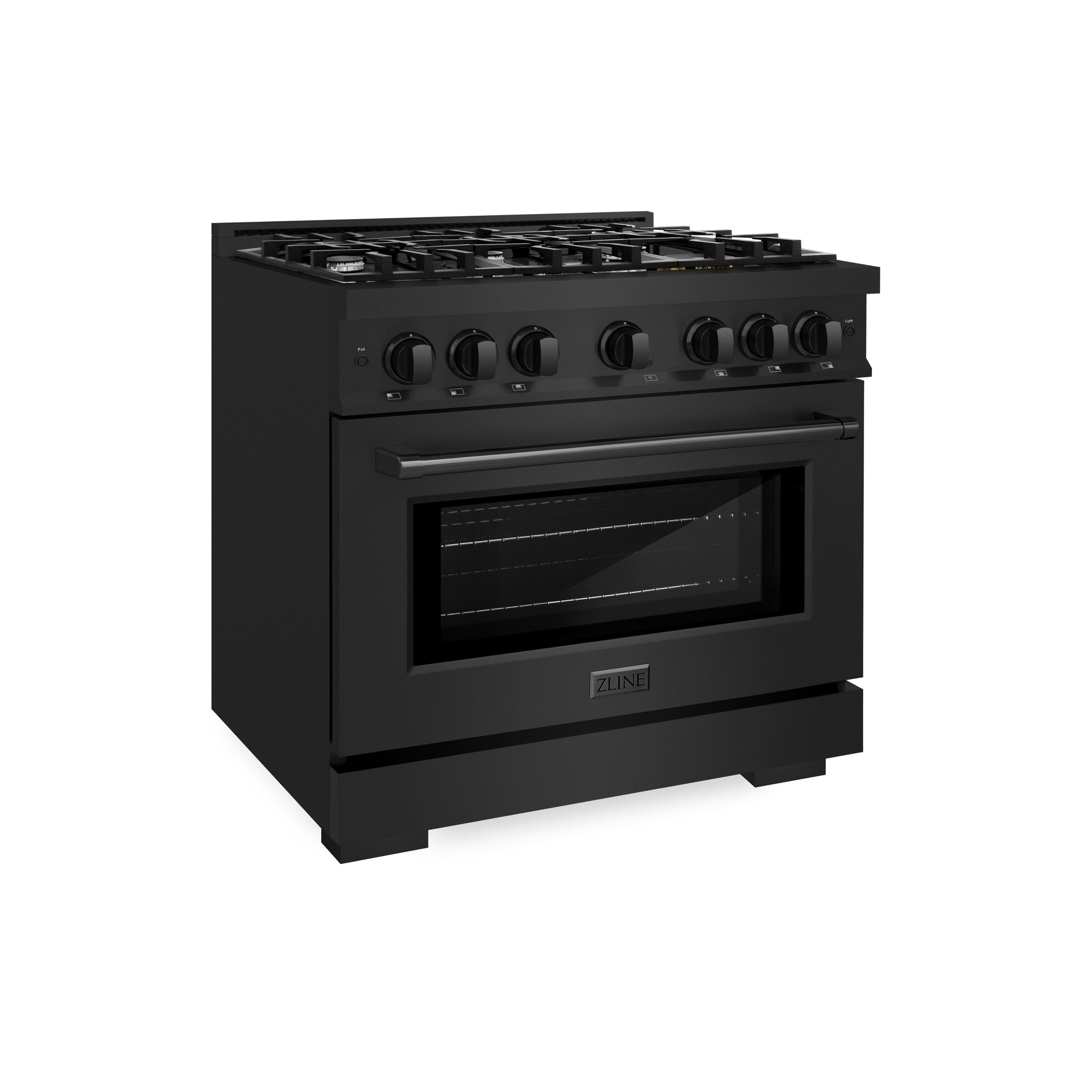 ZLINE - 36 in. 5.2 cu. ft. Freestanding Select Gas Range w/ 6 Burners & Convection Oven in Black Stainless (HGRB-36) - Black Stainless Steel - Front_Zoom