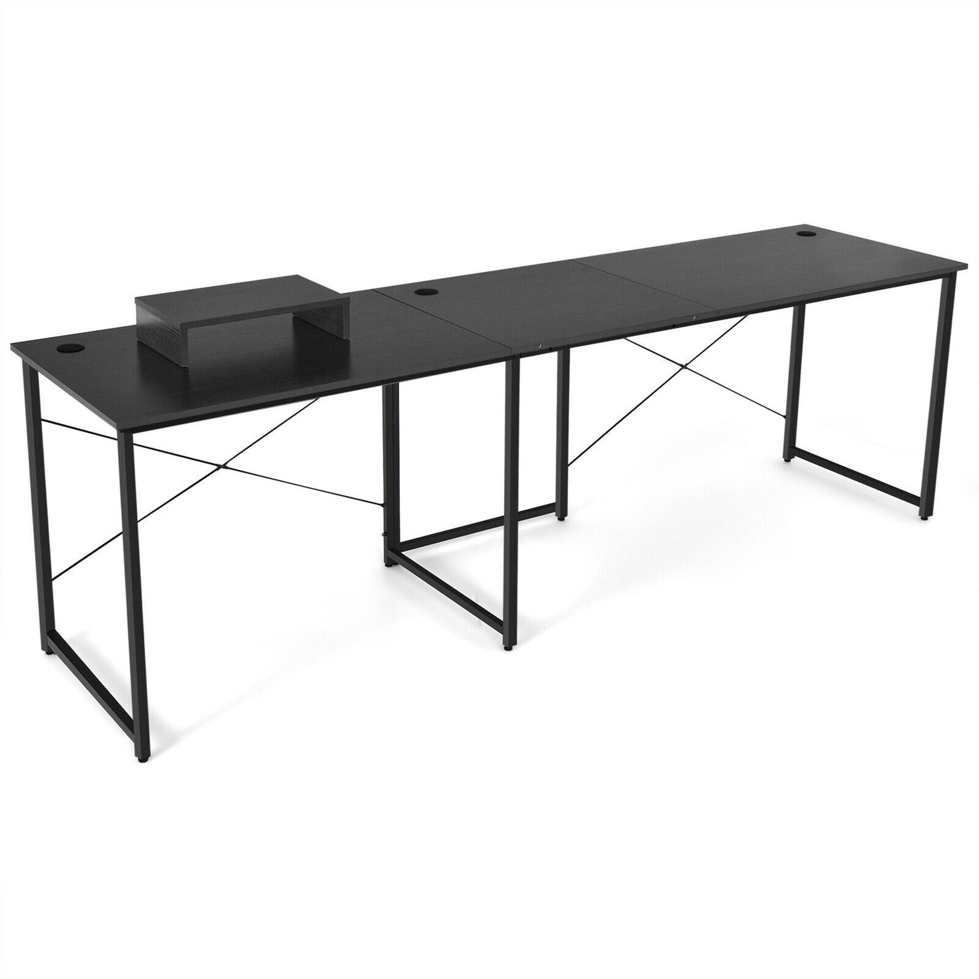 Alt View 16. Costway - L-Shaped Reversible Computer Desk with Monitor Stand - Black.
