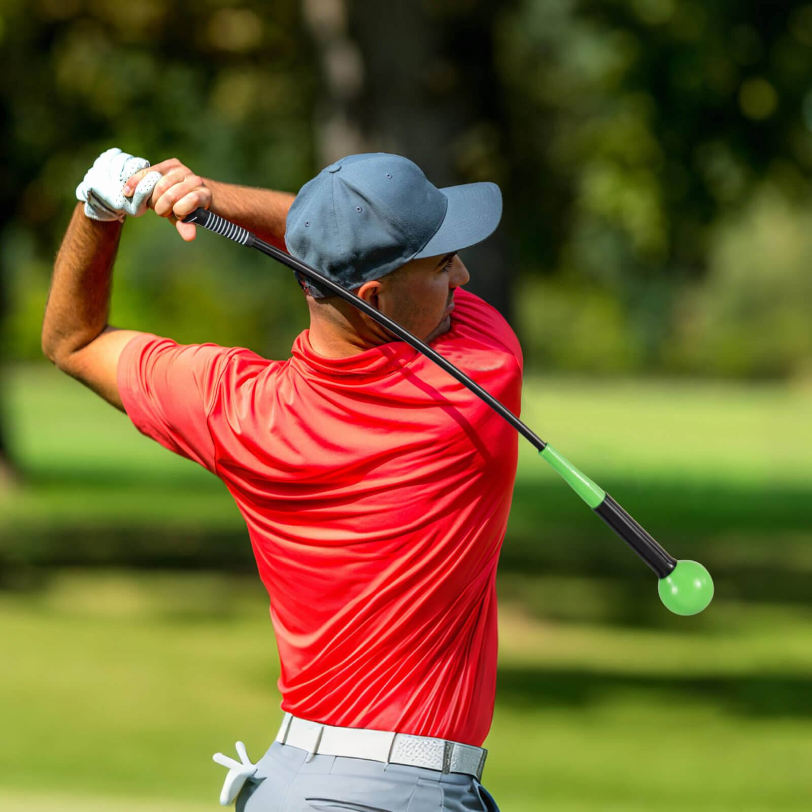 Alt View 1. Costway - Costway 40" Golf Swing Trainer Aid with Weighted Head for Grip Rhythm Flexibility Balance - Green.