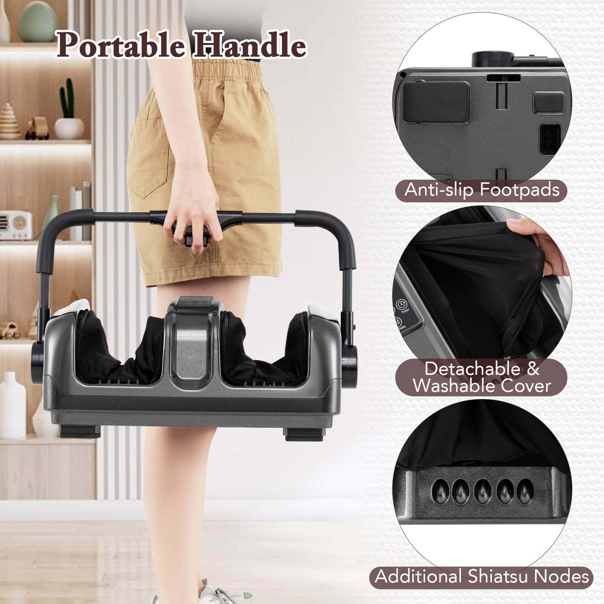 Portable Handle Anti-slip Footpads Detachable & Washable Cover Additional Shiatsu Nodes