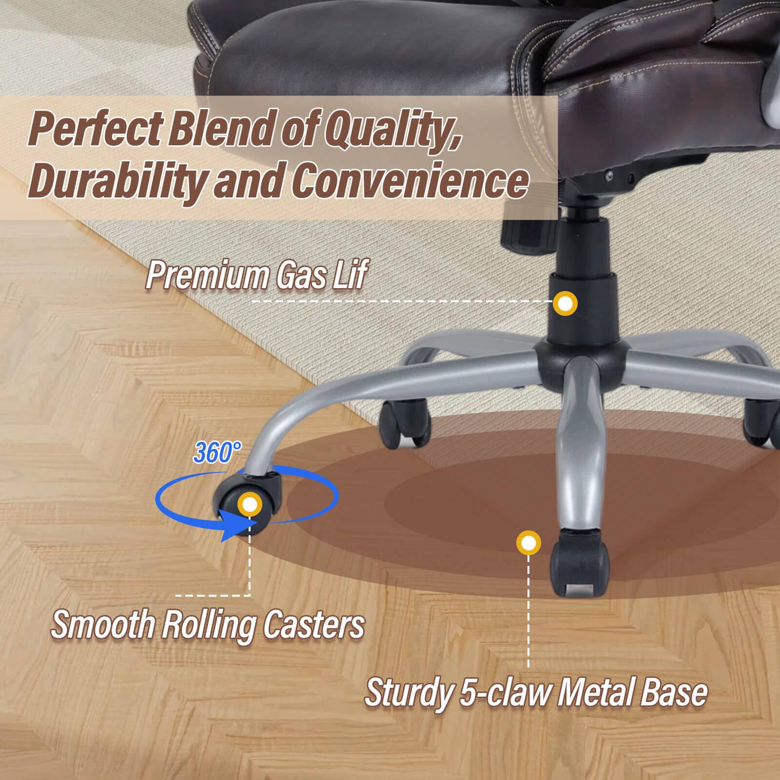 Perfect Blend of Quality, Durability and Convenience

Premium Gas Lift

360° Smooth Rolling Casters

Sturdy 5-claw Metal Base
