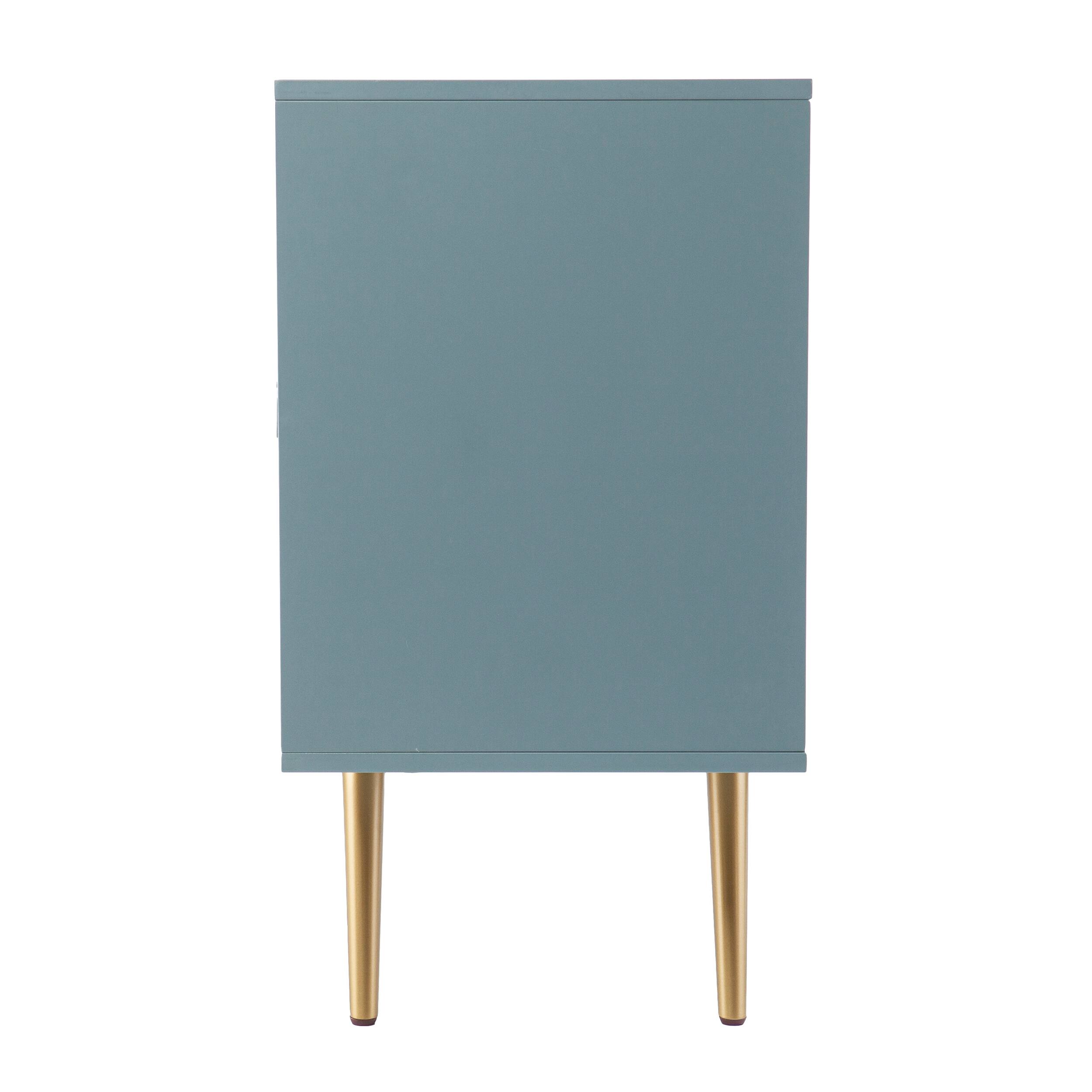 Alt View 1. Spaco - Spaco For Living Room TVs, Retro TV Stand with Storage, Rattan Accents, Adjustable Shelves - Mint.