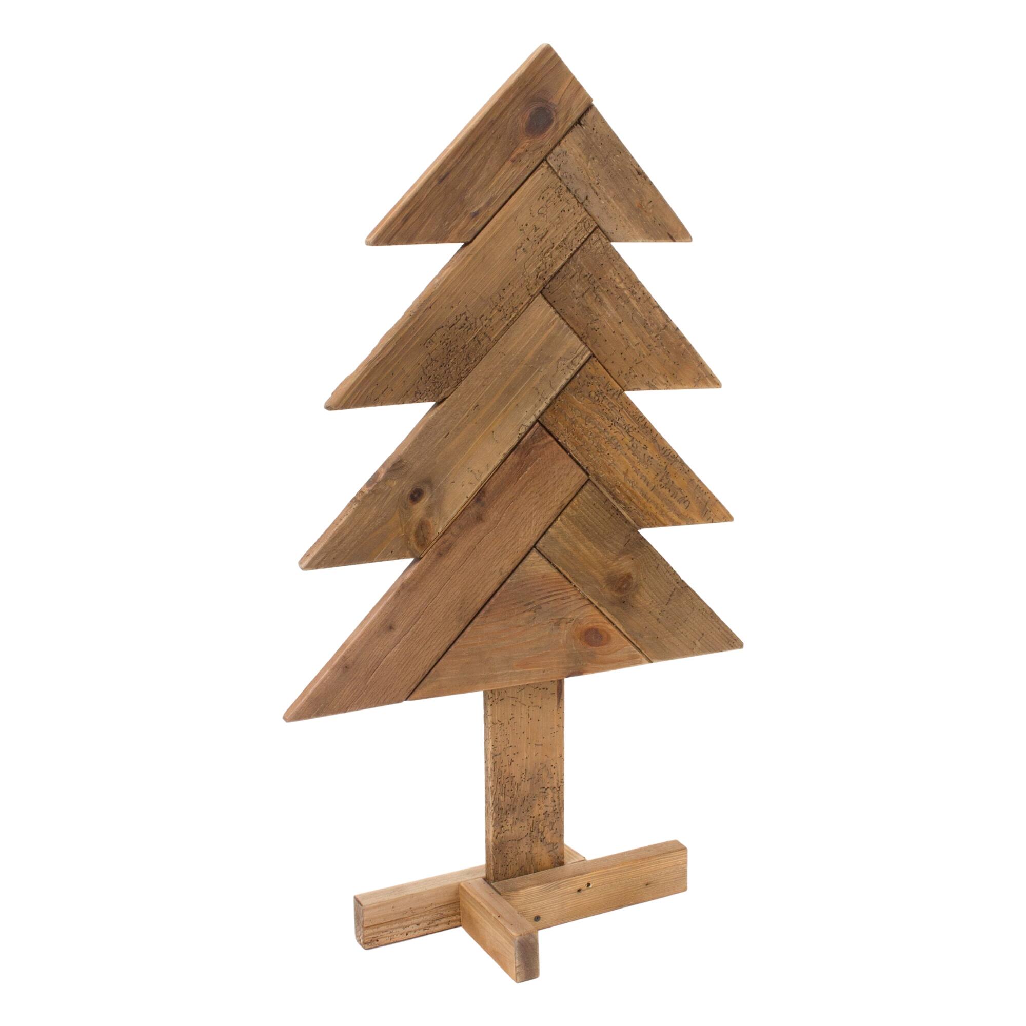 Left. BreeBe - Rustic Wood Pine Tree (Set of 2) - Brown.