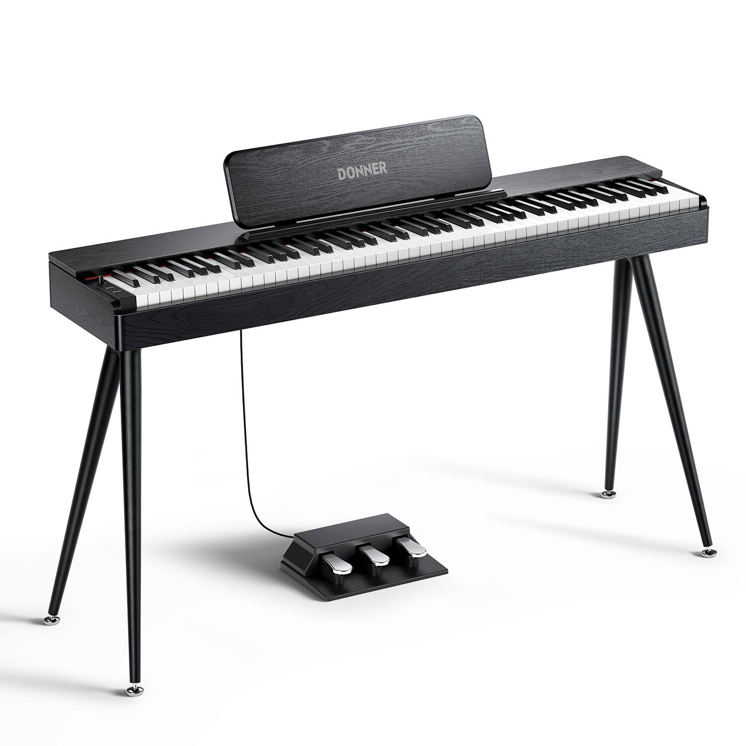 Angle. Donner music - Donner OURA™ S100 88-Key Graded Hammer Weighted Digital Piano - Black.