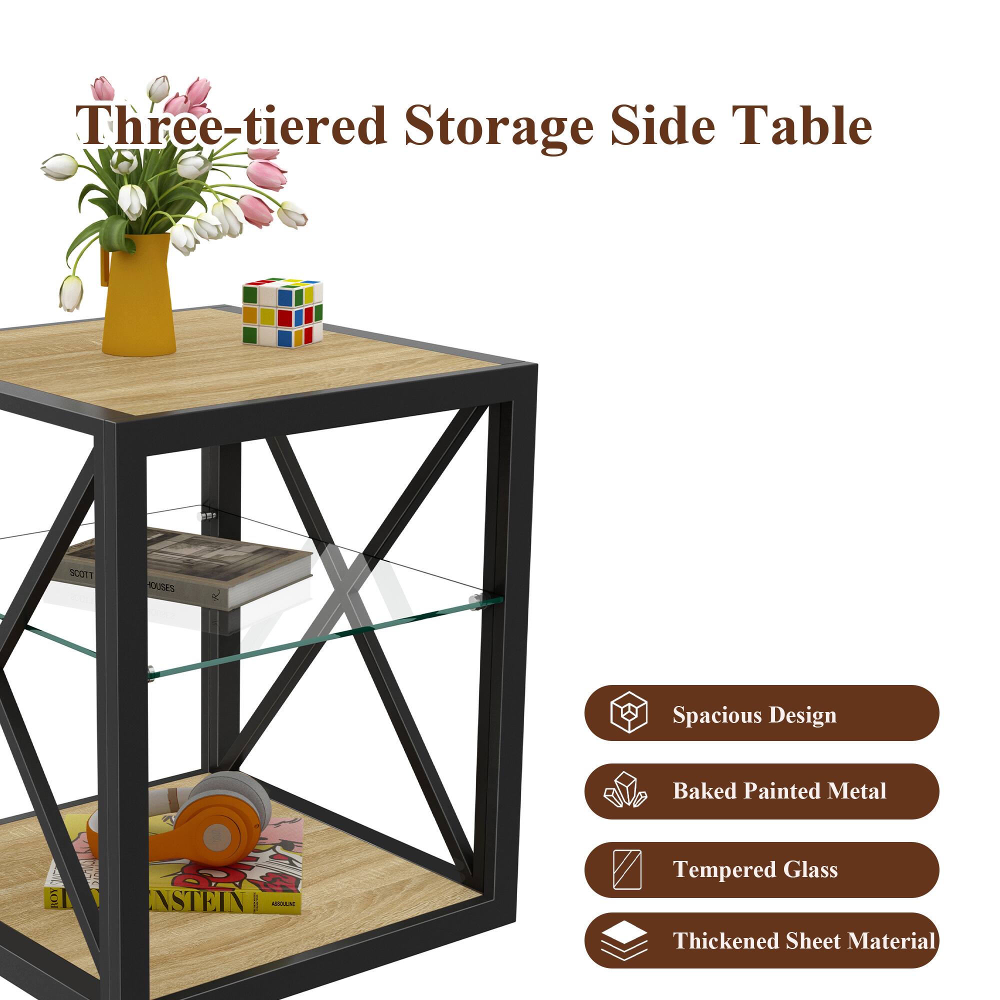 Three-tiered Storage Side Table

- Spacious Design
- Baked Painted Metal
- Tempered Glass
- Thickened Sheet Material