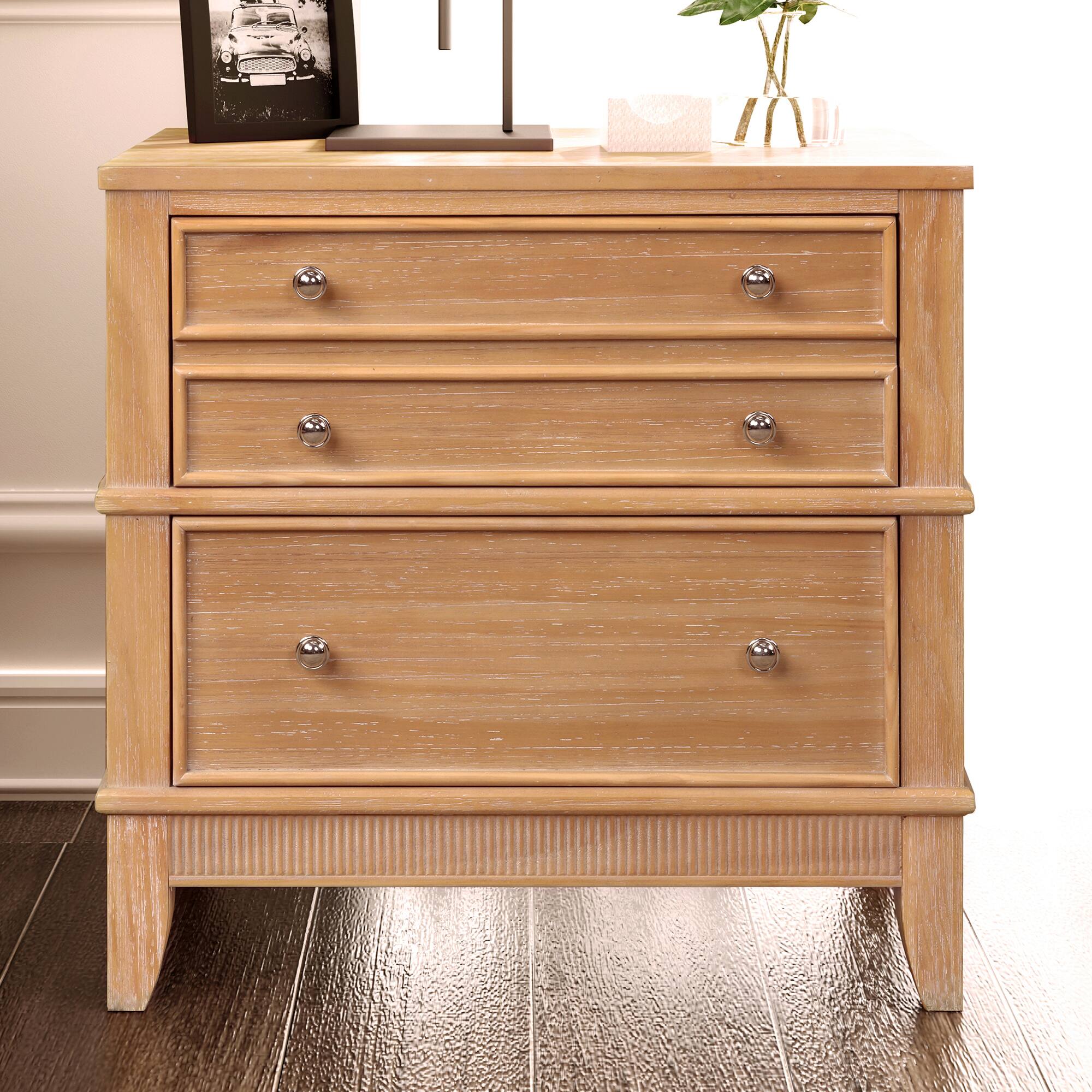 Angle. Spaco - Spaco 3-Drawer Side Table Nightstand for Living Room, Hallway, Entryway - Natural.