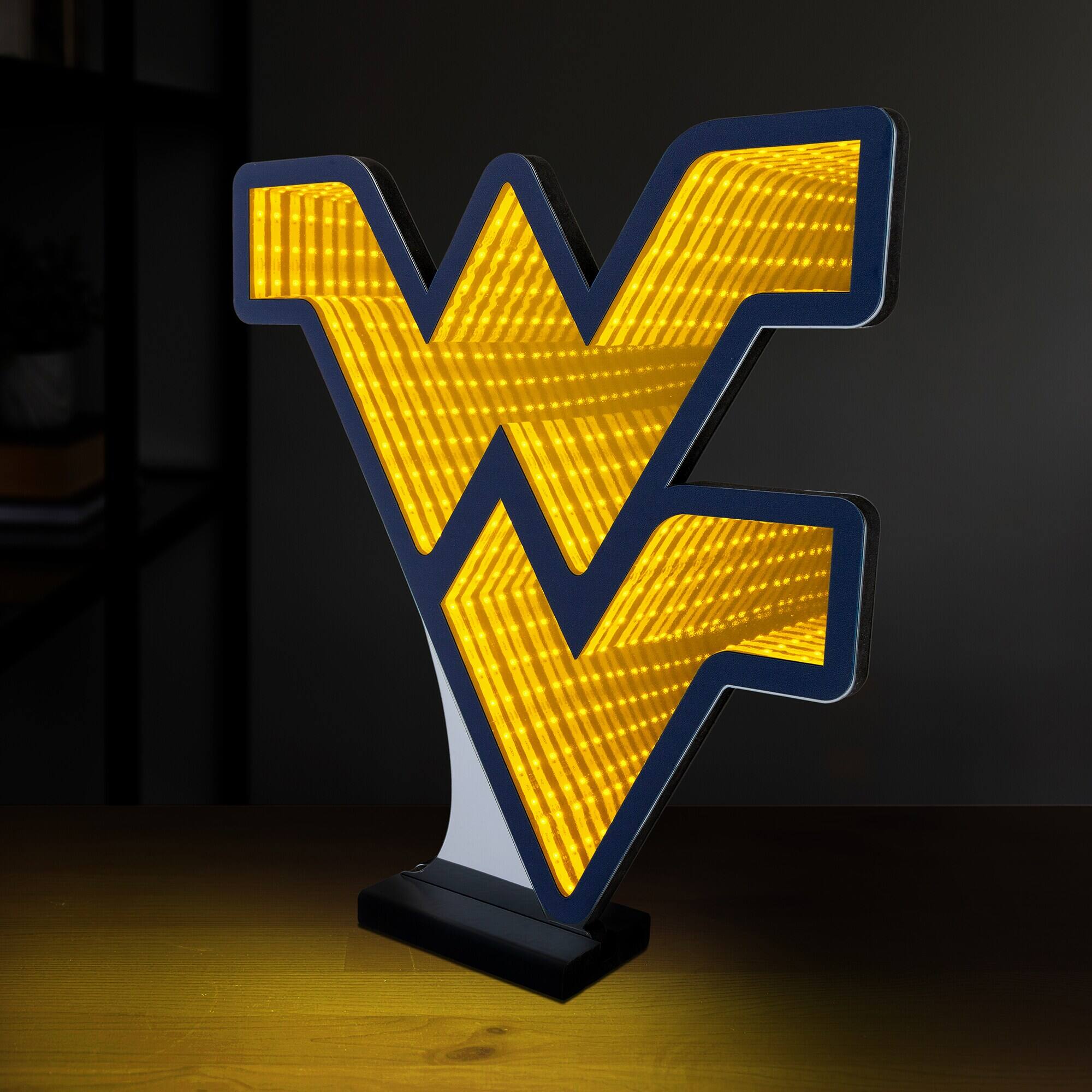 Alt View 2. Sporticulture - West Virginia Mountaineers LED Infinity Logo Light - Yellow.