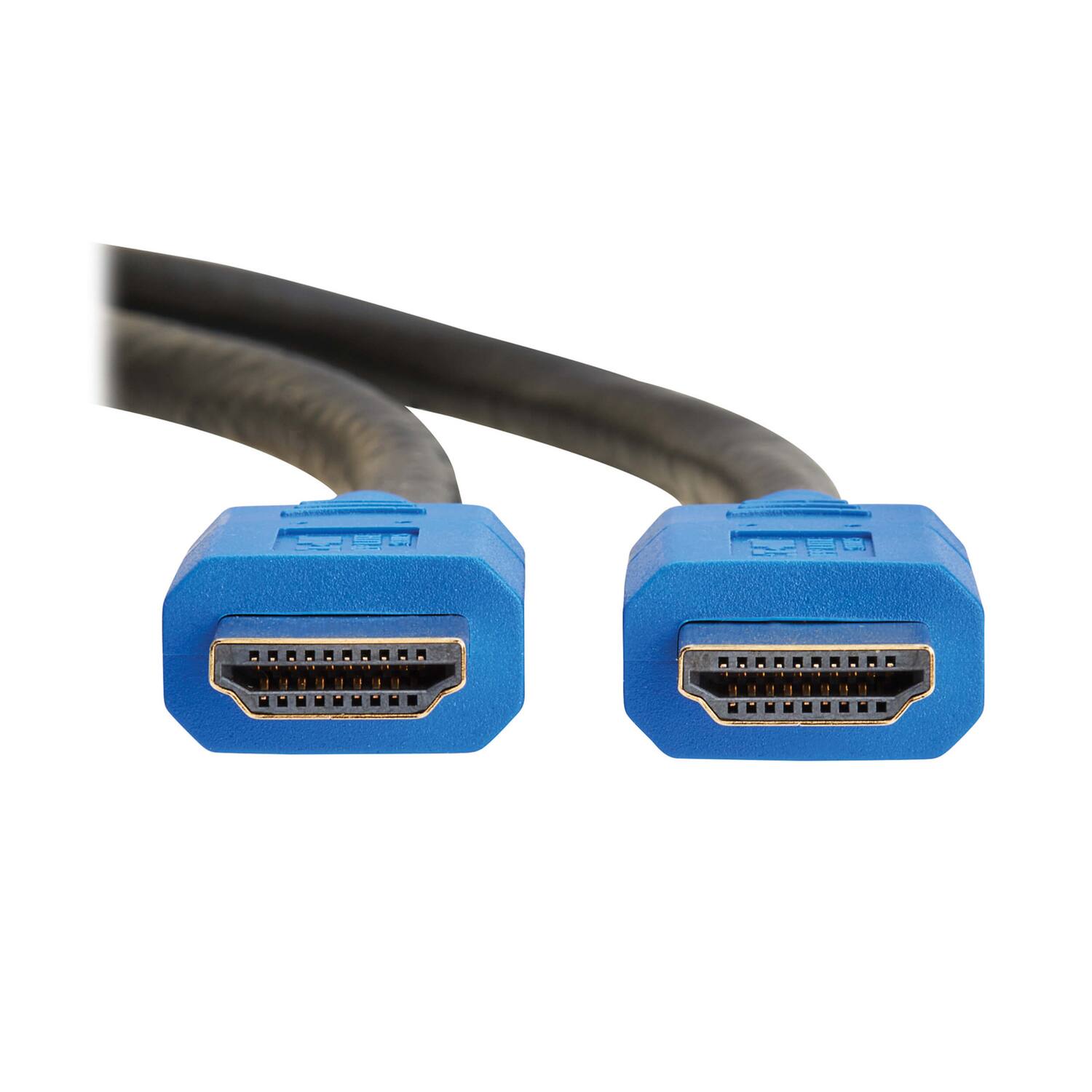 Left. Tripp Lite - 8K 60-Hz Male-to-Male HDMI Cable with Ethernet, 6 Ft, Model P568-006-8K6 - Blue.